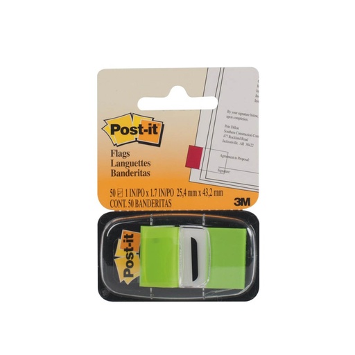 [3MFLAGBG] Post It Tape Flags BRIGHT GREEN #680-BG2 1"x1.7" - Sold Singular