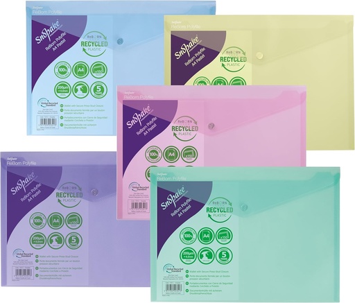 [SE15912] Snopake GRS Reborn Polyfile A4 Pastel Asst. (Sold Sing) - (5/pk)