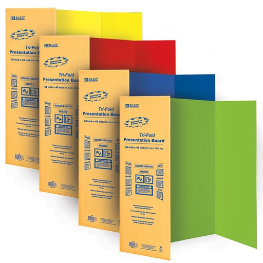 [BZ5035] Bazic Tri-Fold Display Boards Green/Blue/Red/Yellow - (24/ctn)