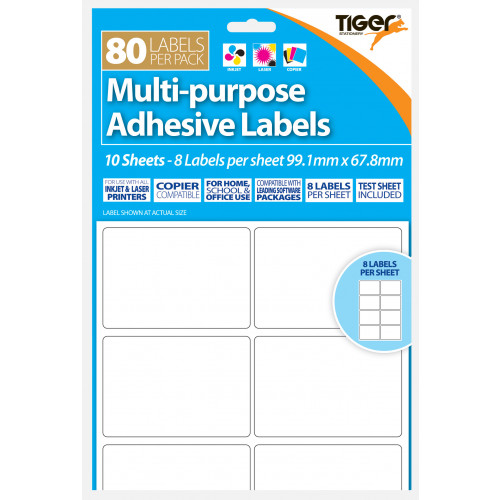 [TS302480] Multi Purpose Printer Labels 99.1x67.8mm  10sht/pk (80pk)