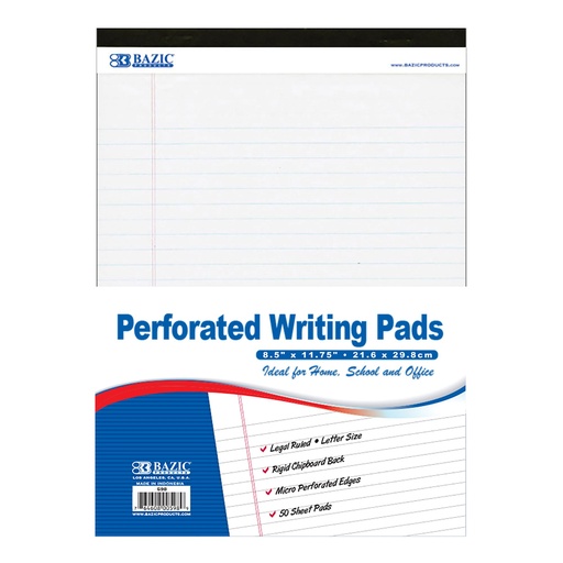 [BZ598] BAZIC Writing Pad WHITE 8.5x11.75"  - (48/ctn)