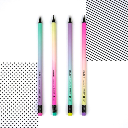 [MI1622724] Milan SUNSET Graphite HB Pencil w/Eraser #71622724 (Singular) - (24/bx)
