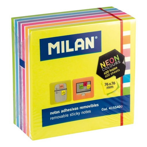 [MI4155400] Milan NEON 3x3 Sticky Notes Cube 400shts #4155400