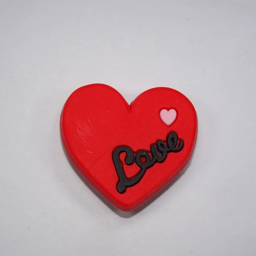 [SD8924] Croc Shoe Charm - HEART RED w/PINK HEART LOVE #89-24