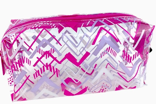 [POPCA189] Pencil Case - Chevron Pink Clear #PCA189