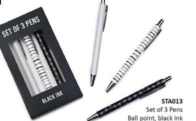 [POSTA013] Monochrome 3pk Ballpoint Pens #STA013