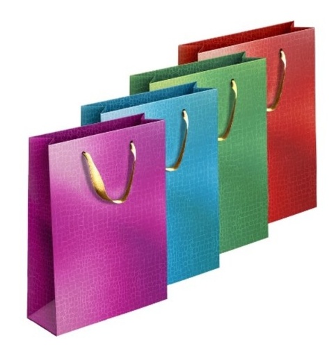 [SDP1900] Gift Bag METALLIC Embossed MED 4 Asst Cols #P1900