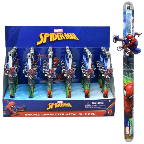 [UPPENSSP] 69429MZ* SPIDERMAN Shaped Metal Clip BP Pen SINGULAR -(Display 24)