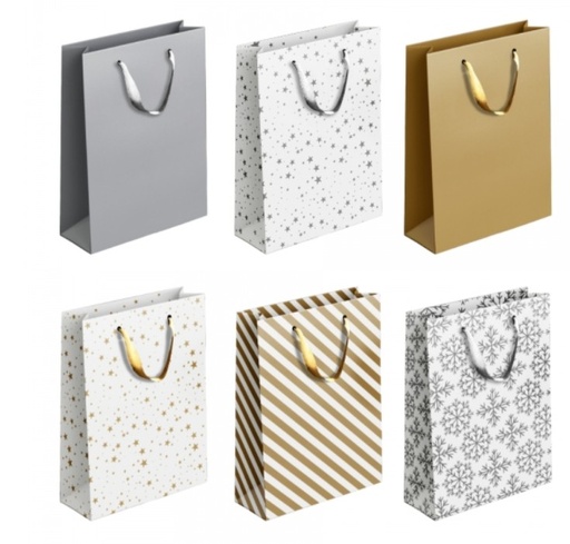 [SDP1911] Gift Bag LARGE #P1911 Gold & Silver Patterned 