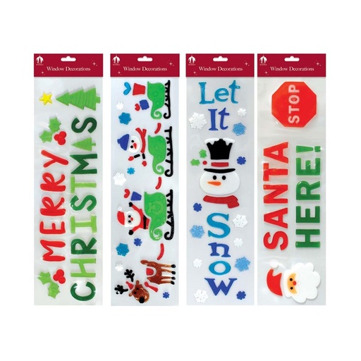 [SDX9884A] XMAS Home Decs WINDOW GELS #X9884A Asst