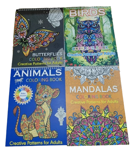 [IMBX099] Adult Spiral Colouring Book 4 Designs 215x280mm 