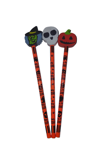 [MO53019] Moon Pencil w/Topper "HALLOWEEN" - (36/Tub)