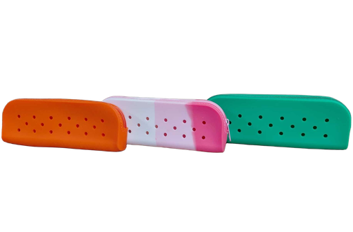 [IMBX169] Silicon Pencil Case 8x1x2.67" Asst Bright Cols (Without Charms)