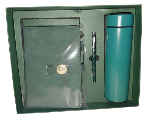 [IMBX191] Stationery 3pc Gift Set #5226 (Notebook/Flask/Ballpen) Green/Black