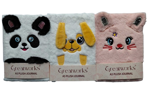 Greatworks A5 PLUSH ANIMALS Journal 80sht (3 Designs) #127-4134