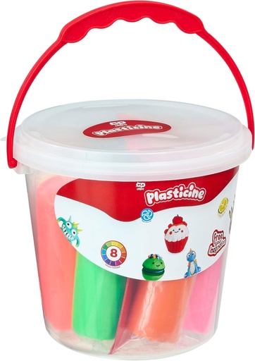 [FLPLT17000] Plasticine BUCKET with 8 Cols & 4 Tools #PLT17000