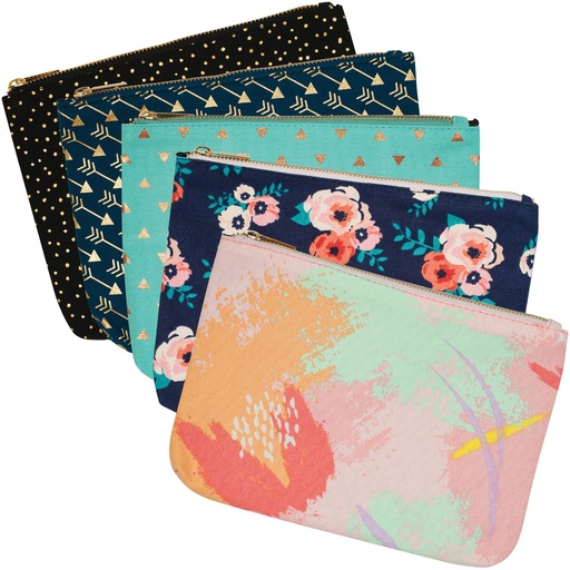Canvas Zipper Pouch Large 5 Asst Designs #1015-9120