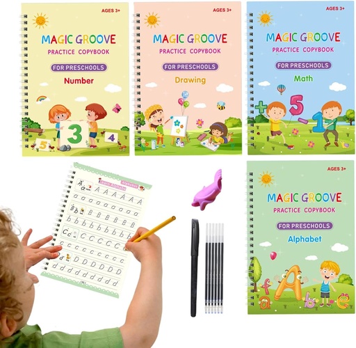 [SDMAGIC] Magic Groove Practice Copybook For Preschools w/Pen Set