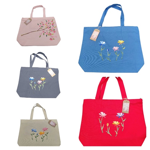 Artzy bag - FLOWERS Design Tote Bag (Can Be Used For Art Bag/Beach Bag or Every Day Use)