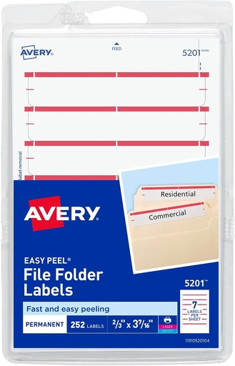 [AV5201] Avery File Folder Labels #5201 RED 252pk