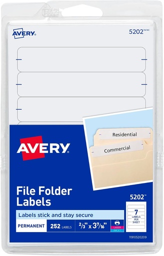 [AV5202] Avery File Folder Labels #5202 WHITE 252pk