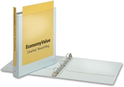 [ESCV01WH] ECONOMY 3-Ring ClearVue Binder 1" WHITE Letter Size #90021