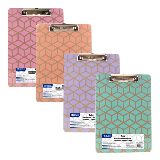 [BZ1816] Bazic Retro Pattern Hardboard Clipboard (Each) - (24/ctn)